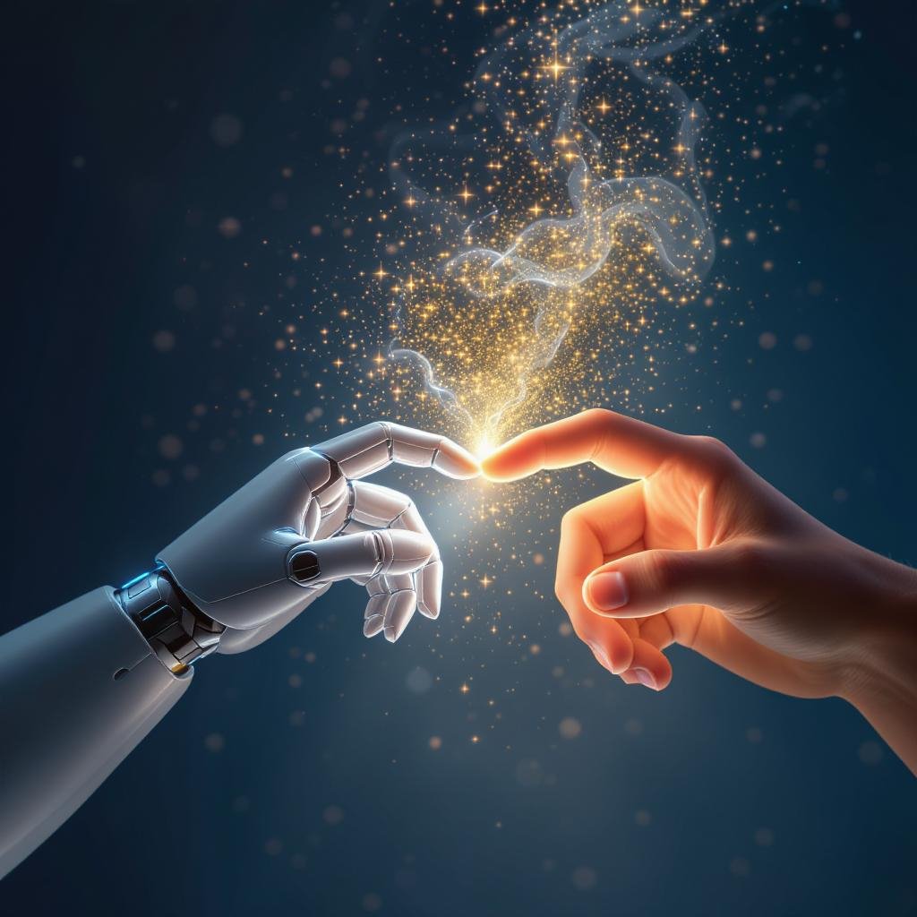 Mensch und KI arbeiten zusammen