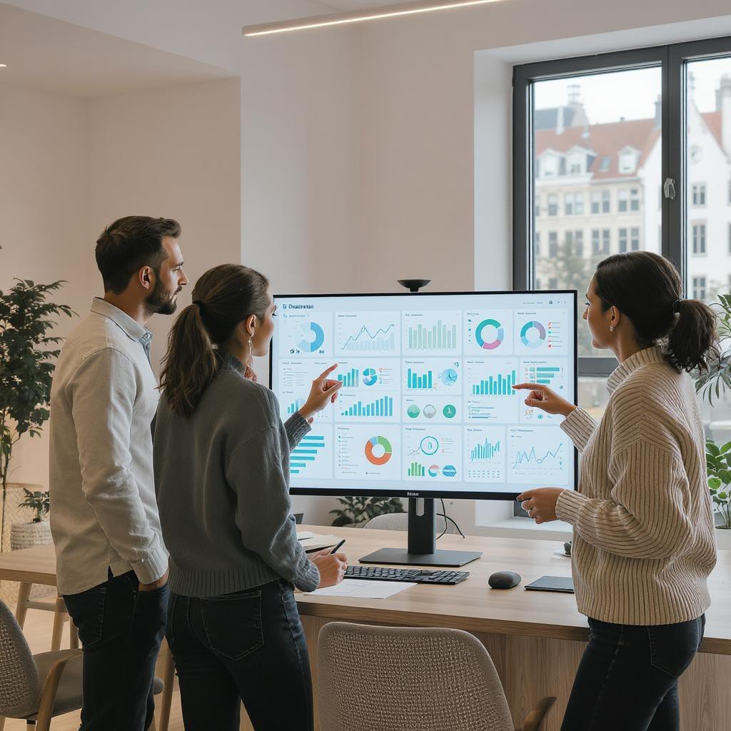 Team arbeitet zusammen an modernen Lösungen